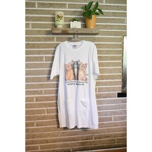 Vintage Cat see no, speak no evil myrtle beach night shirt t-shirt long os